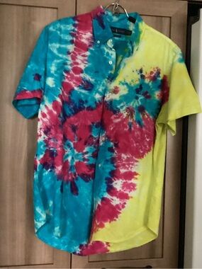 Ralph Lauren Multicolor Tie-Dye Short Sleeve Button-Down Shirt